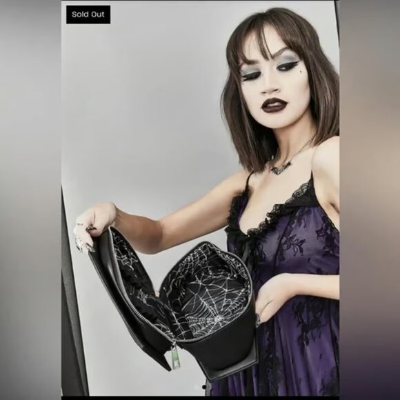 Dolls kill Black Spider Web coffin widow Cosmetic Bag nwt - Picture 10 of 10